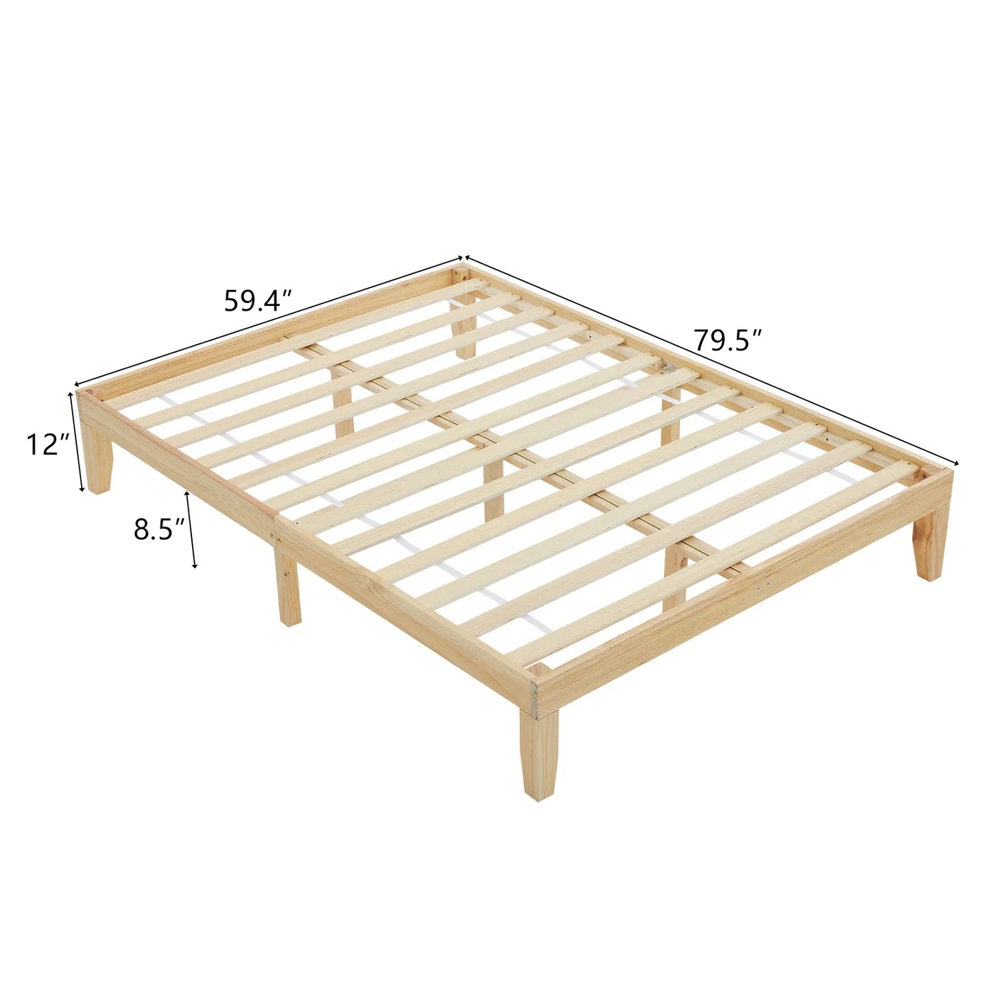 Ktaxon 12" Deluxe Wood Platform Bed Frame, Queen Bed Frame, Mattress Foundation, Natural Wood Finish, Queen