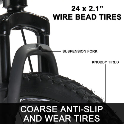 Ktaxon 20" Mountain Bike, Shimano 7 Speed Kids Bike for Boys Girls with Disc Brakes, Black