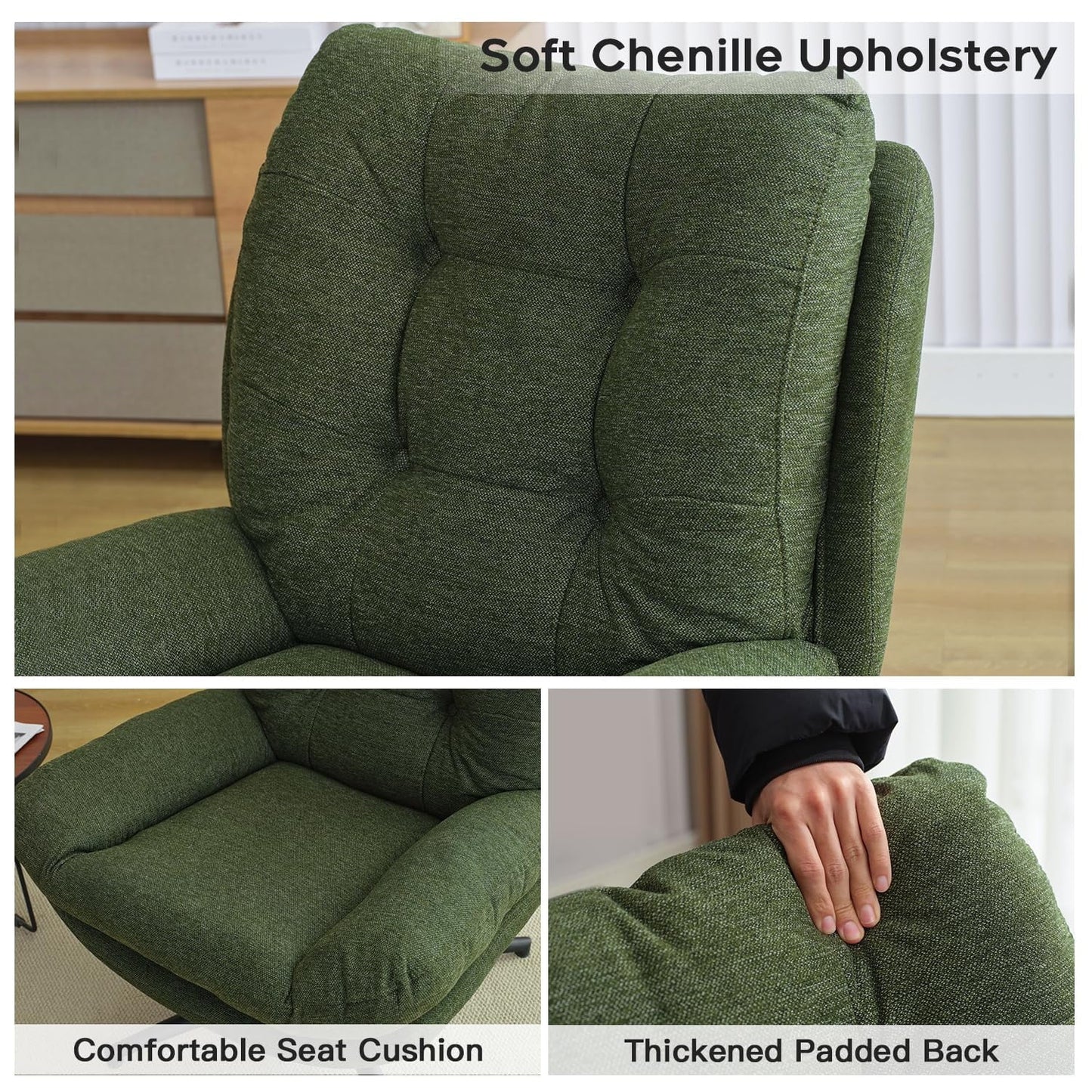 Swivel Accent Chair with Ottoman for Living Room Bedroom Reading Room, Cozy Lounge Armchair Fluffy Round Tufted Back Adult Gifts for Small Room Lazy Relax Read TV Chair,Gray