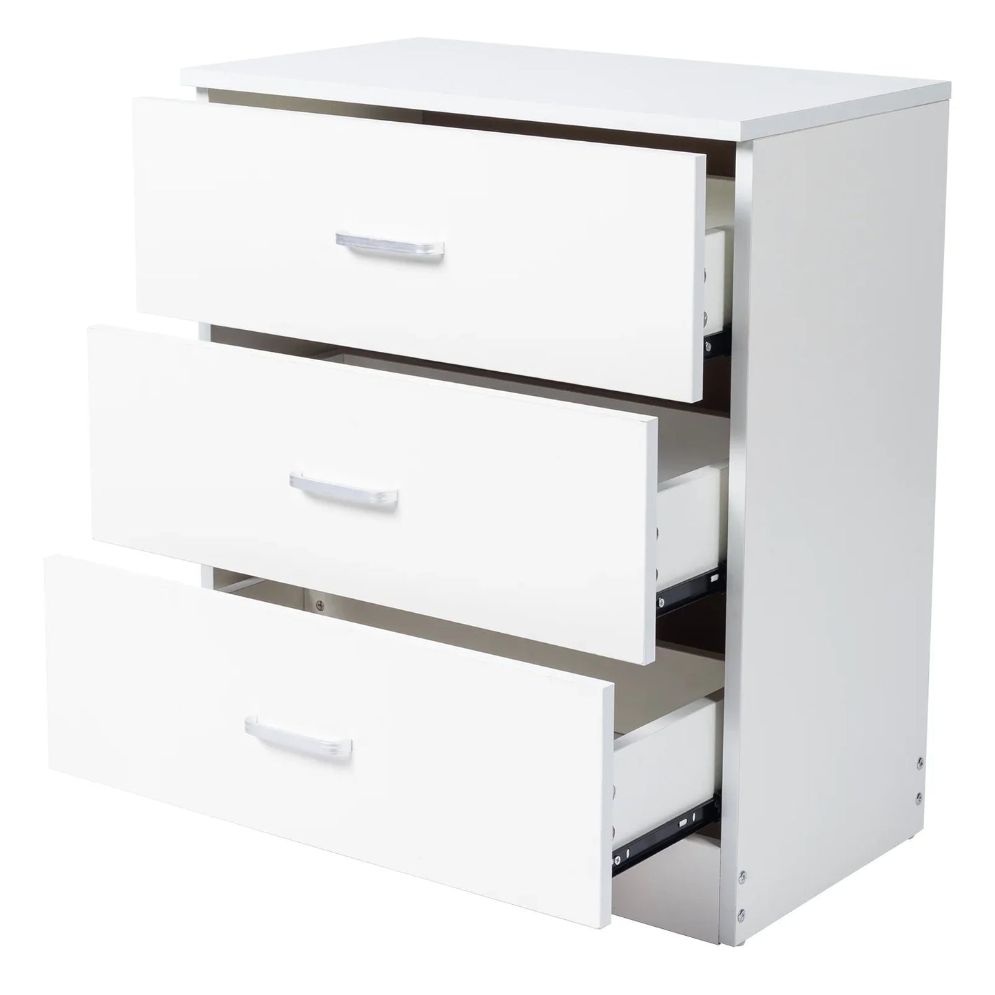 Ktaxon 3-Drawer Dresser Pure White with Metal Handles Bedside Night Stand Bedroom, White