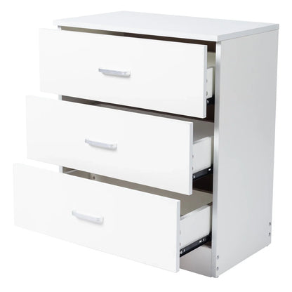Ktaxon 3-Drawer Dresser Pure White with Metal Handles Bedside Night Stand Bedroom, White