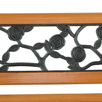 Ktaxon 49" Patio Furniture Rose Style Park Hardwood Bench Bronze, Wooden Bench, Outdoor Bench for Garden, Entrance, Lawn, Park