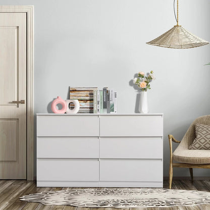 Ktaxon 6 Drawer Double Dresser, Kids Dresser, Nursery Dresser Drawer Organizer, Chest Of Drawers, White