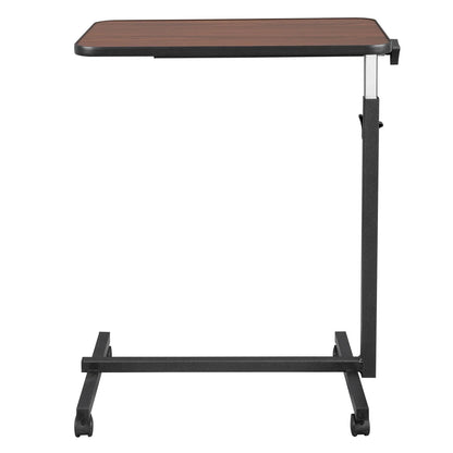 Ktaxon Adjustable Overbed Bedside Table with Wheels, Wood Grain (Hospital and Home Use)