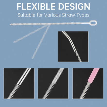 NiHome 12-Pack Heavy Duty Straw Cleaning Brushes for Stanley Tumbler, 6mm & 10mm Straw Cleaner Brush for Different Straw Sizes, 12" Extra Long Straw Brushes, Durable Nylon & Stainless Steel Reusable