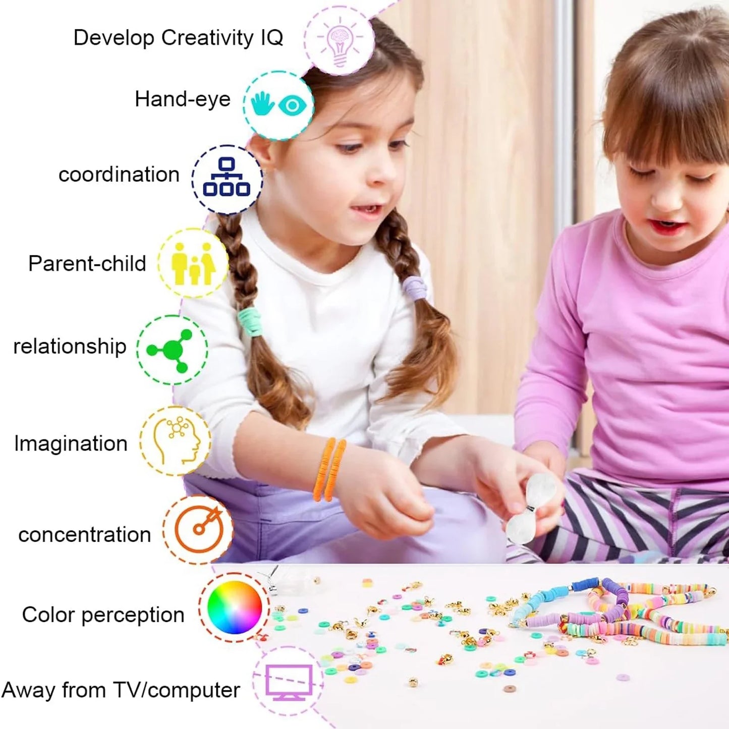 6440PCS 48 Colors Clay Beads Bracelet Making Kit,Friendship Bracelet Kit for Teen Girls Crafts for Girls Ages 8-12(Multicolor)