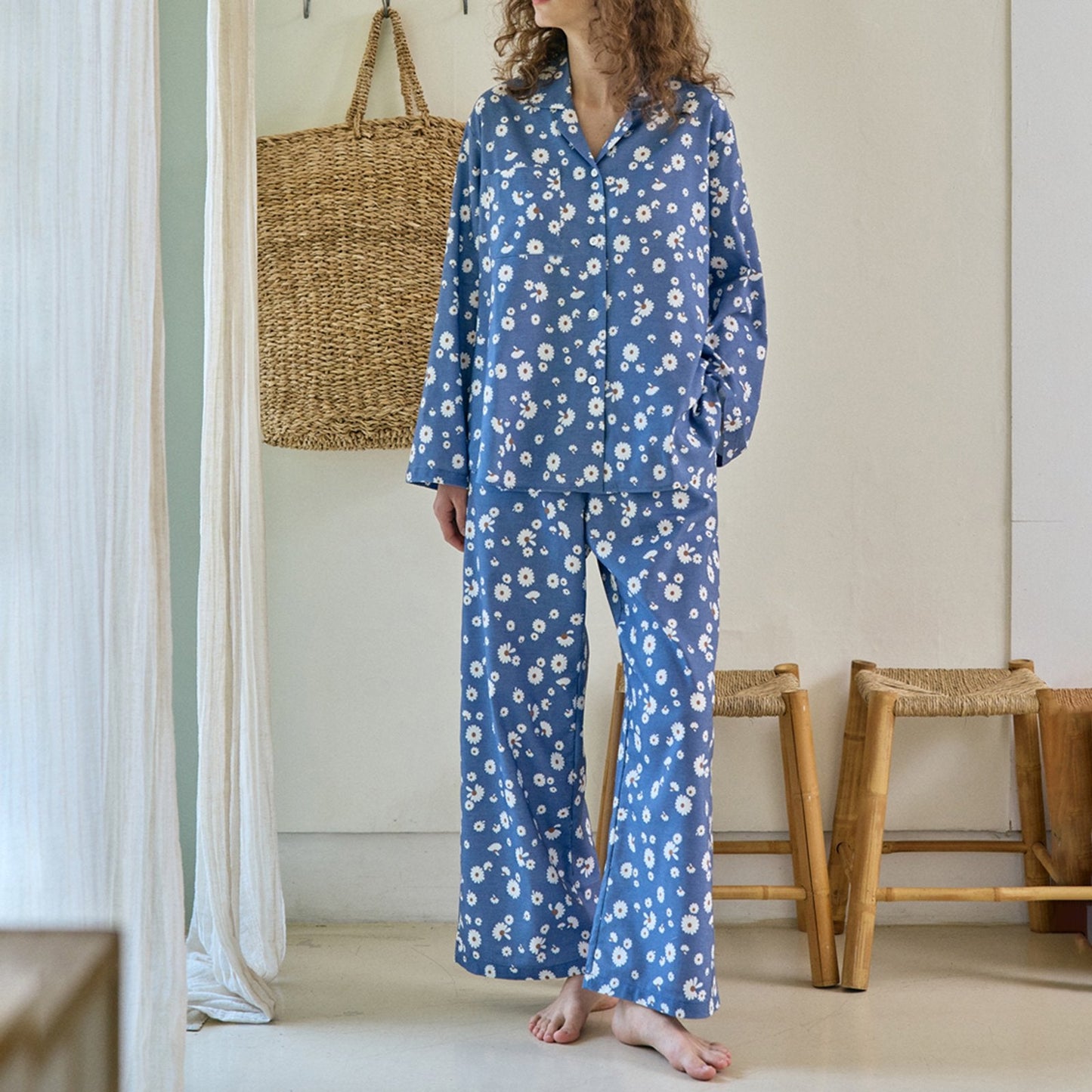 Pyjama Set Women's Long Sleeve Tops Sleepwear Button Down Loungewear Comfy Pajamas Pjs Shorts Set Homewear