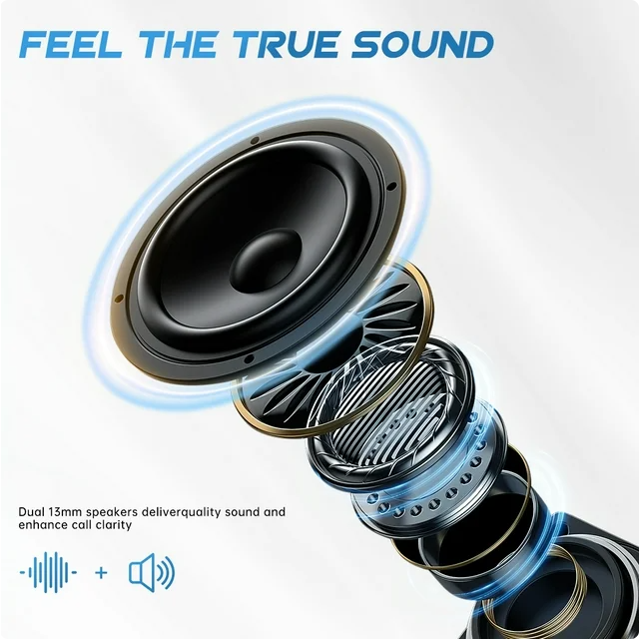 Wireless Earbud Bluetooth 5.3 Headphones 50H Playtime Stereo Bass Ear Buds, in-Ear Earphones with 4 ENC Mic LED Display Noise Cancelling Earbud, Bluetooth Earbud IP7 Waterproof Sport for Android iOS