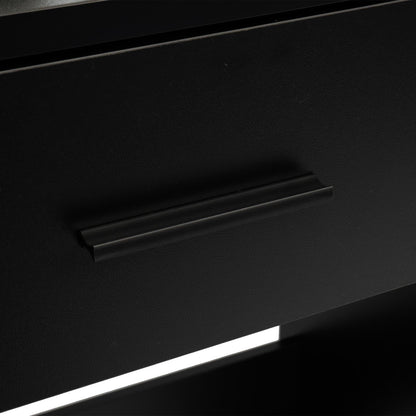 Ktaxon Large Lighted Makeup Vanity Table Set with DIY Pegboard Design, 3-Drawer Dressing Table with Charging Station, Bedroom Makeup Table, Black