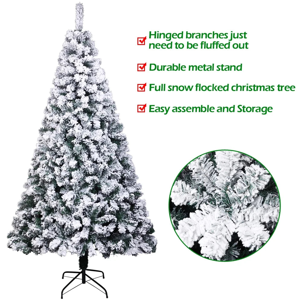 Ktaxon 7 Ft Prince Flocked Artificial Christmas Tree Unlit, Xmas Tree Home Decoration, Automatic Open