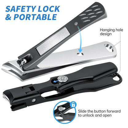 NiHome Heavy Duty Nail Clippers for Thick Hard Nails Set of 2, Wide Opening& Slanted Curved Blade Precision Ingrown Toenail Clippers, Extended Anti-Slip Handles and Ultra Sharp Stainless-Steel Blades