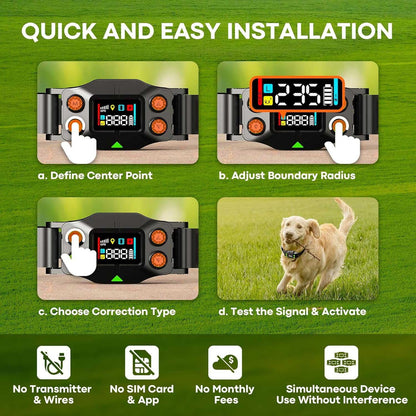 CICPAP GPS Wireless Dog Fence – Electric Dog Fence Collar with 3 Warning Modes, Up to 3000ft Range, IPX7 Waterproof Collar, Pet Containment System for Outdoor Use, Fits Dogs 15–110 lbs