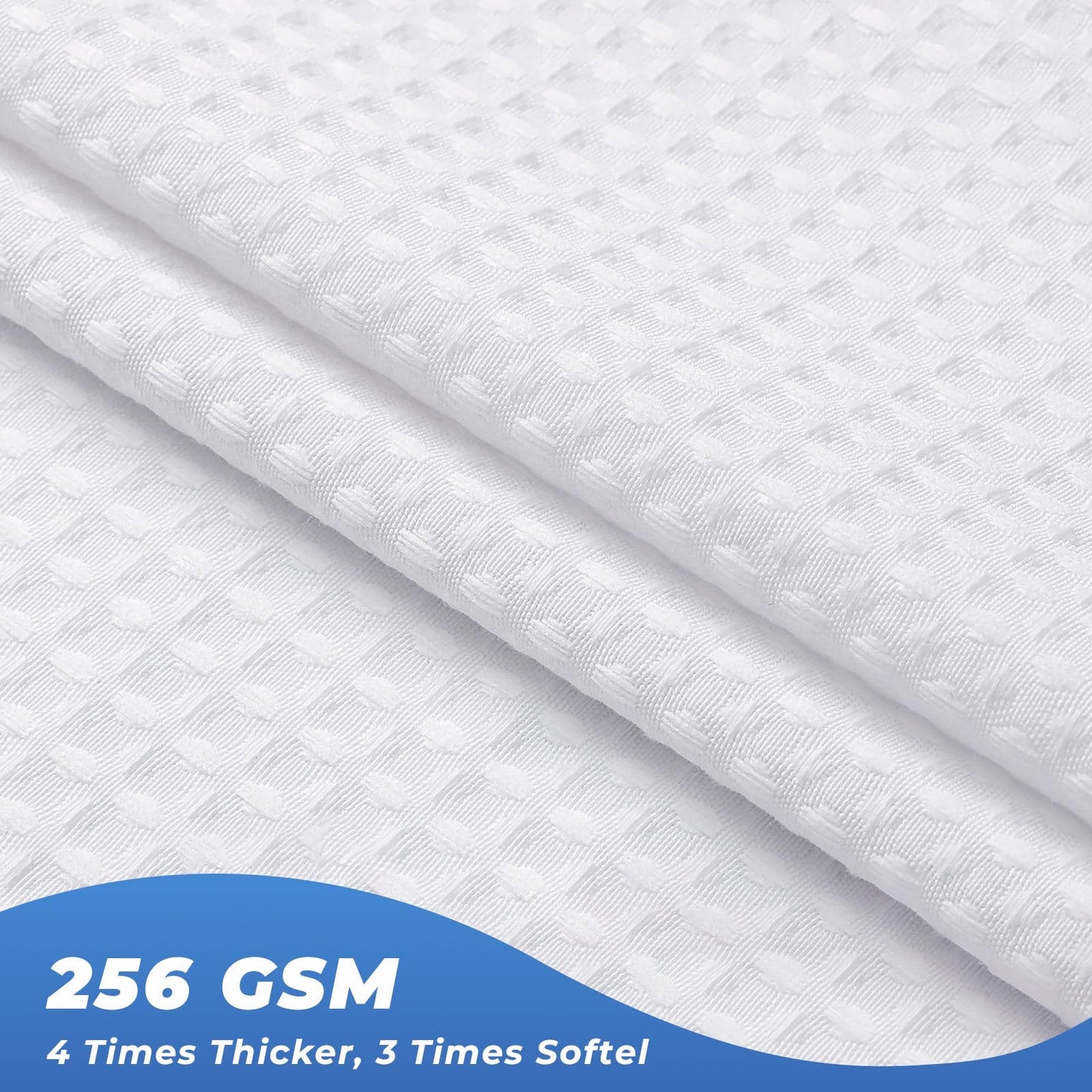 TURKIO Fabric Shower Curtain White Waffle Bathroom Curtain,Water-Repellent,Hotel Grade 72"x72"