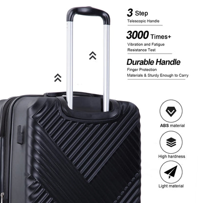 Luggage Sets 3 Piece Travel Suitcase Set with 7PCS Organizer Bags, Black