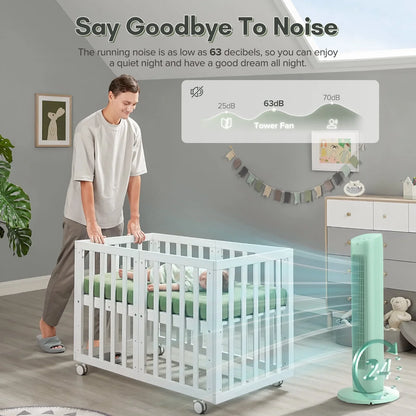 Havato Tower Fan for Bedroom, 85° Oscillating Fans, 3 Speeds, 15H Timer, 3-in-1 Fan Modes, Normal/Natural/Sleep Fan Modes, Green