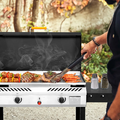 Zintown 2 Burner 150000-BTU Outdoor Stove Propane Gas Griddle with Portable Pan,Lid