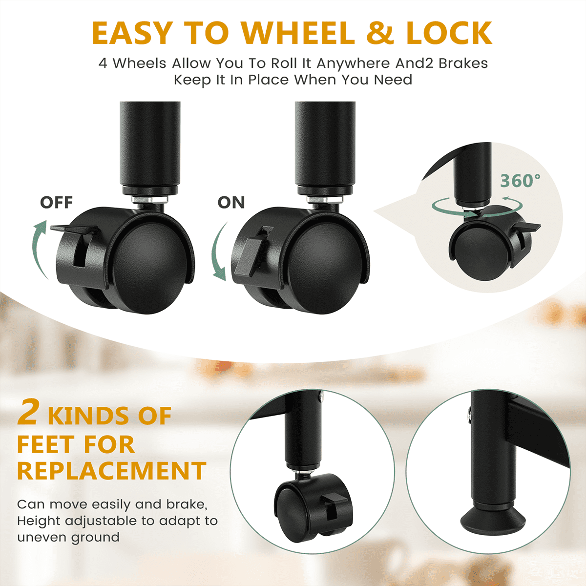 Microwave Cart, Utility Shelf Microwave Stand Storage Cart, Kitchen Baker's Rack
