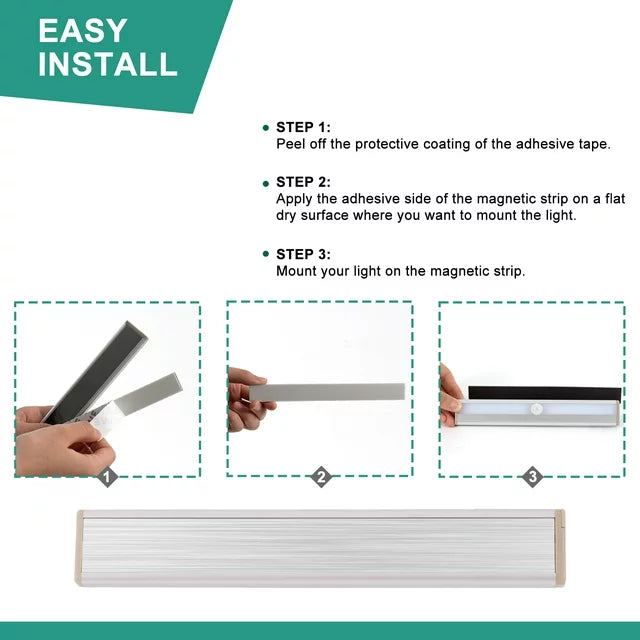 VAVSEA Under Cabinet Lights, Battery Operated Motion Sensor LED Lights, 10 LED Stick-On Anywhere Magnetic Closet Lights, Ideal for Closet, Cabinet, Safe, Hallway, Stairway, Kitchen, Pantry, 3 Pack