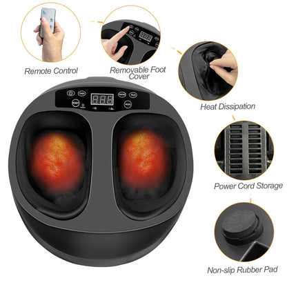 Jacgood Foot Massager with Heat, Vibration,Rolling Compression Feet Massager Machine for Plantar Fasciitis,Neuropathy Pain,Multi-Level Settings & Adjustable Intensity