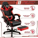 Luxvie Gaming Chair with Footrest High Back Office Chair with Headrest&Massage Lumbar Support Swivel Ergonomic Gaming Chair for Adults, Red