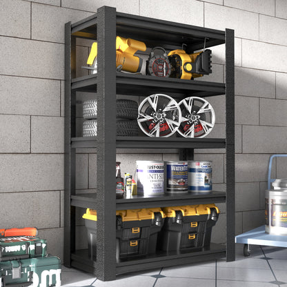 IKIMI 5-Tier Metal Storage Shelves for Garage, 16" D*36" W*72" H, Black, Assembly Required
