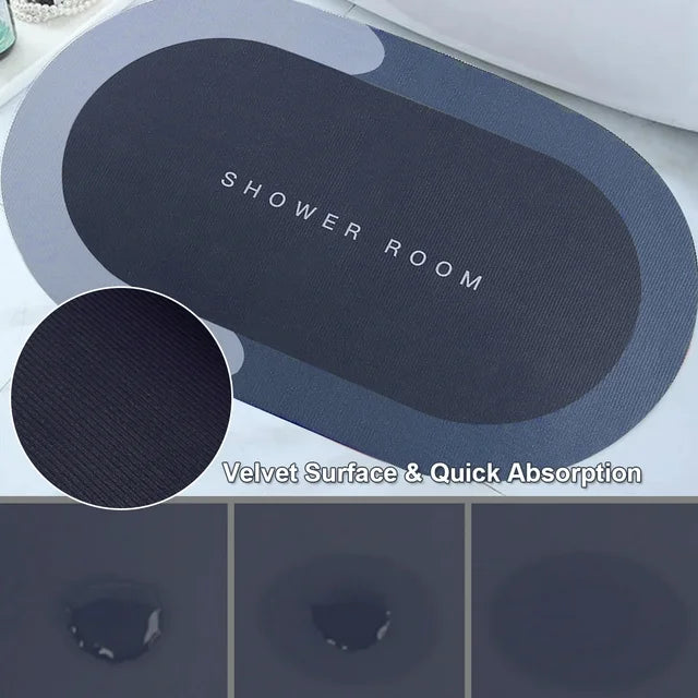 Aiteng Bathroom Rugs Super Absorbent Quick Dry Non Slip, Washable Bathroom Floor Mats Shower Rug for in Front of Bathtub Shower Room, Dark Blue