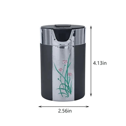 Aiteng Solar LED Car Ashtrays for Cup Holder Smell Proof with Lid Detachable Ashtray for Car Home Office, Black