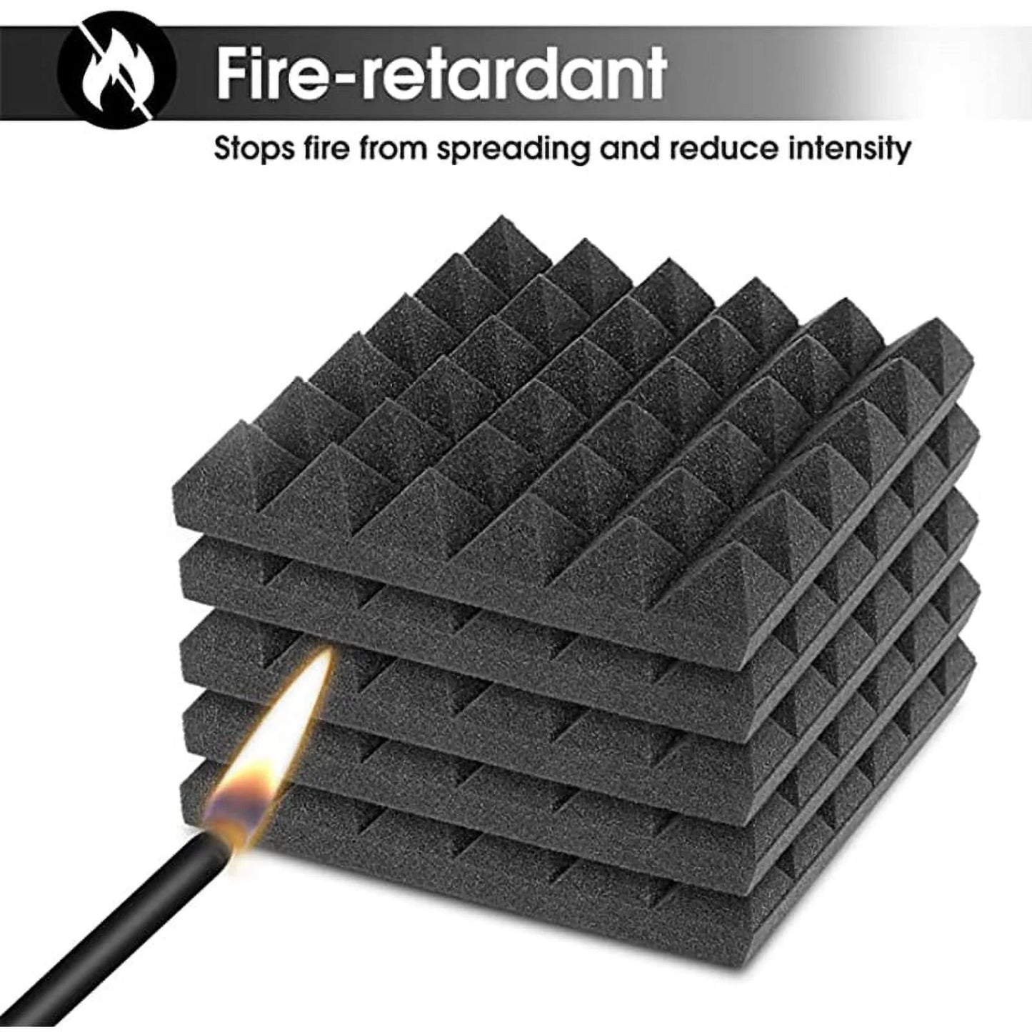 Geepro 8 Pcs/set Soundproofing Foam Studio Acoustic Panels Pyramid Fireproof Panels Foam Tiles Sound Insulation Absorbing, 12x12x2 inch