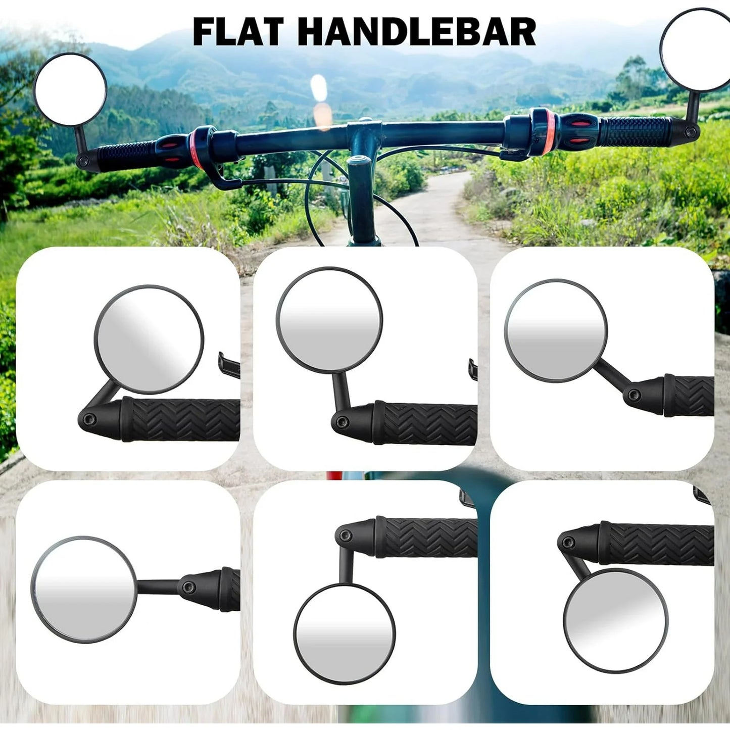 2 Pack Bike Mirrors, Adjustable Rotatable Rear View Glass Convex Mirrors, Handlebar End Rear View Mirrors for Mountain Road Bike Bicycle