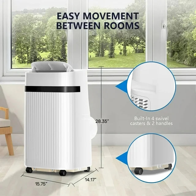 KISSAIR 8000 BTU (12000 BTU ASHRAE) 3-in-1 Multifunctional Portable Air Conditioner with Air Cooling, Fan, and Dehumidifier Functions for a Comfort-Enhanced Home Environment