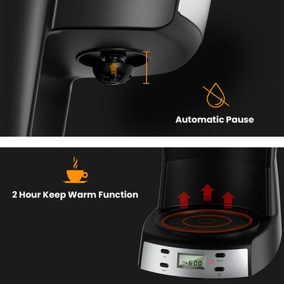 VAVSEA 12 Cup Programmable Coffee Maker, 900W Drip Coffeemaker with Glass Carafe, Auto Shut off, for Home Black