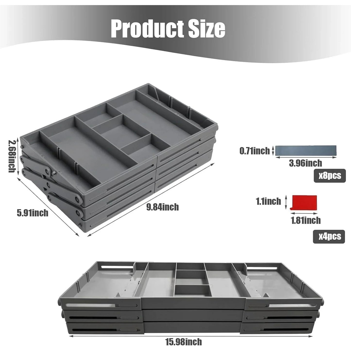 Katinyos 3 Tier Expandable Drawer Organizer, Multi Level Folding Desk Organizer, Cabinet Organizer for Makeup, Jewelry, Desk, and Office Drawers