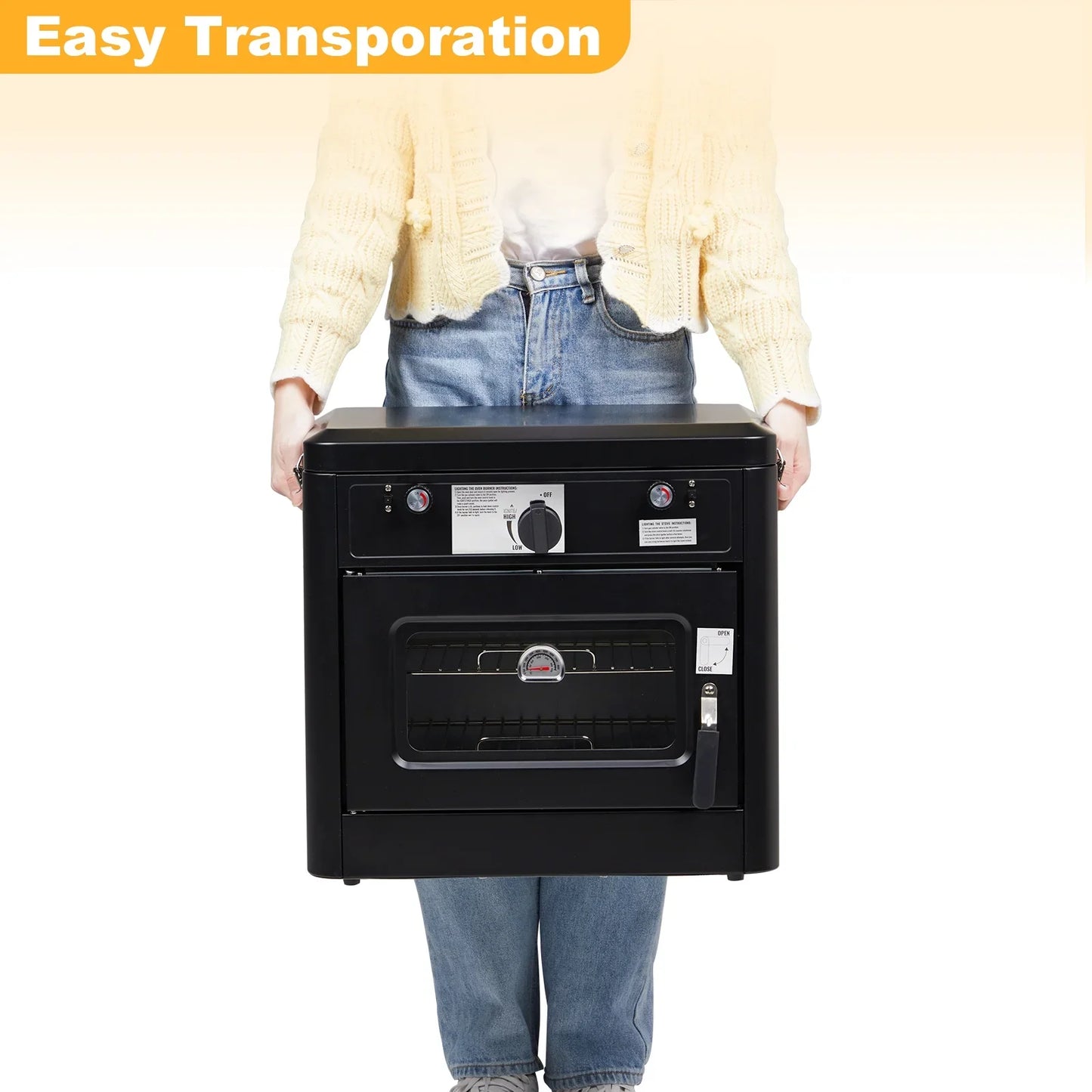 Zintown 2-in-1 Gas Burner & Oven Propane Stove Camping Portable Oven 2 Burner w/ Windpanel