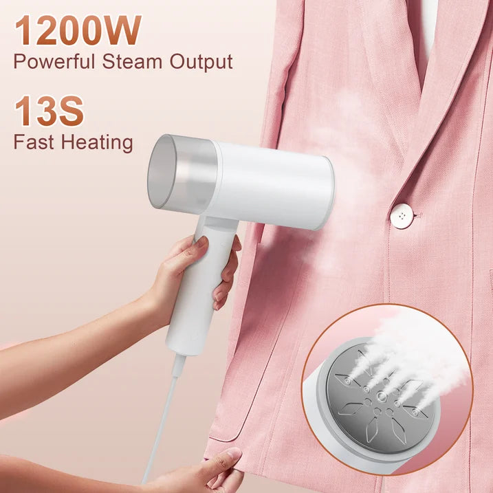 Steamer for Clothes, Portable Handheld Garment Steamer, 1200W Mini Foldable Fabric Steam Iron, 13s Fast Heat-up with 200ml Tank, for Travel and Home, White