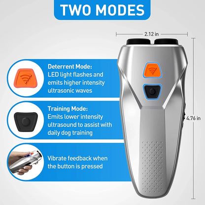 Anti Barking Device, Training/Deterrent Modes, Dual Sensor Ultrasonic Dog Barking Deterrent, Dog Whistle to Stop Barking with LED Lights, Dog Barking Control Devices Dog Training, 25 ft Range
