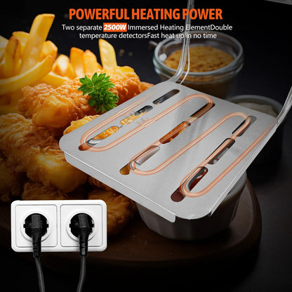 Jacgood 6L Stainless Steel Electric Fryer With Basket For Home Kitchen And Restaurant Professional Commercial Electric Deep Fryer