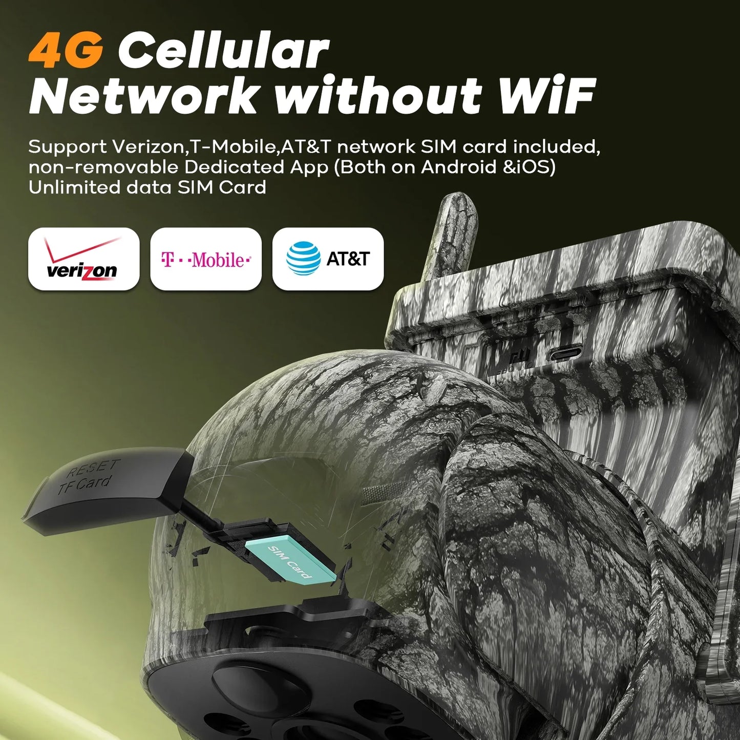 CAMPARK Cellular Trail Camera 4G LTE with Unlimited Data, 360° View HD Live Streaming Solar Panel Night Vision Motion Detection Two-Way Audio 2.5K Game Deer Camera for Hunting & Outdoor Security