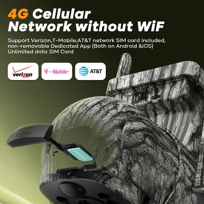 CAMPARK Cellular Trail Camera 4G LTE with Unlimited Data, 360° View HD Live Streaming Solar Panel Night Vision Motion Detection Two-Way Audio 2.5K Game Deer Camera for Hunting & Outdoor Security