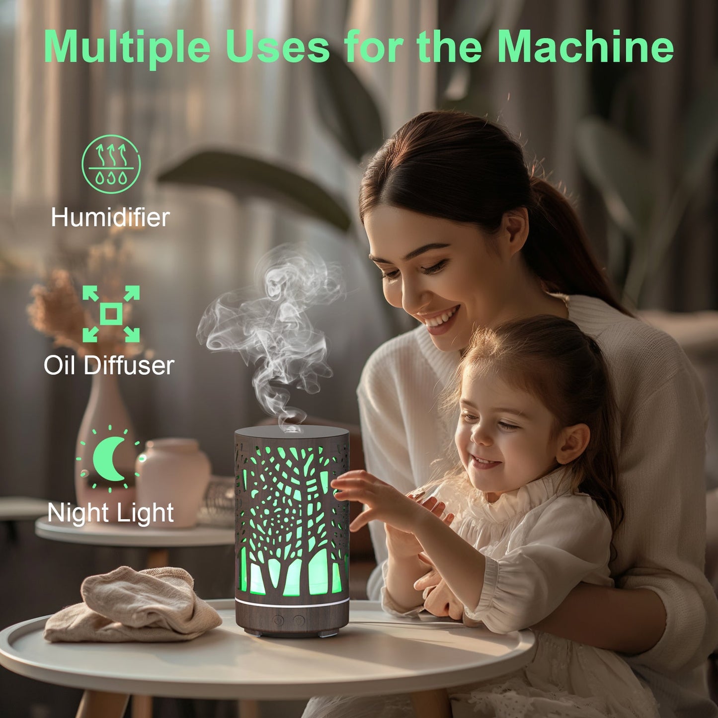 Essential Oil Diffuser, Aromatherapy Diffuser with 7 Colors Light, Ultrasonic Mist Humidifier for Home Bedroom