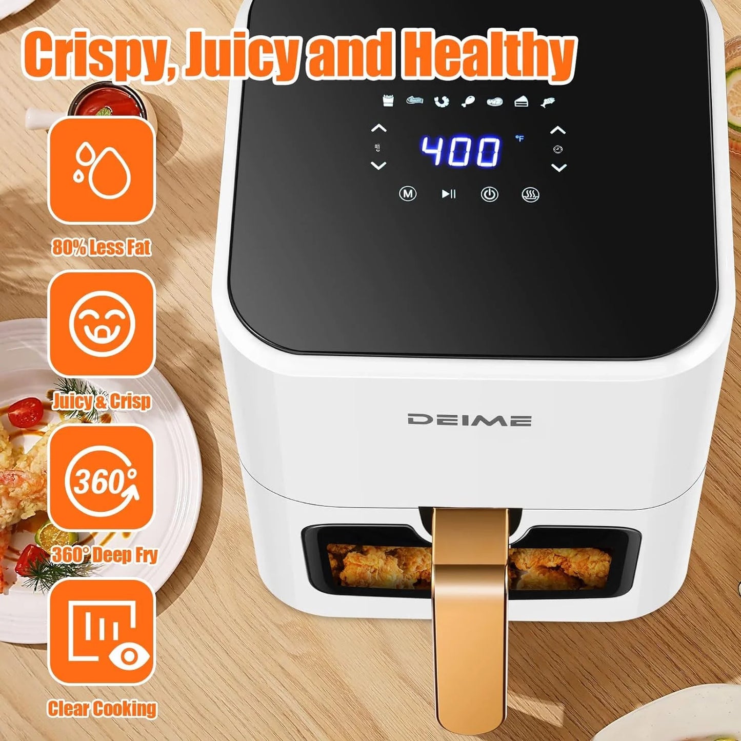 PRIJESSE Deime 4.2 qt Air Fryer, White - Digital LCD