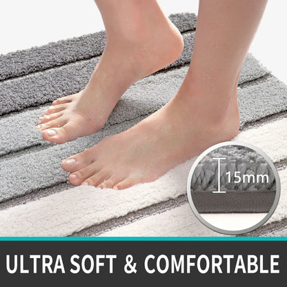 GTNSHUAI Extra Thick Microfiber Bath Rug, Non-Slip Soft Absorbent Bathroom Mat, 16 x 24, Gray