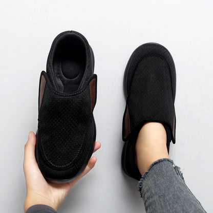 LASUDRAA Diabetic Adjustable Women Shoes Lightweight Velcro Sneakers for Swollen feet Black Size 9