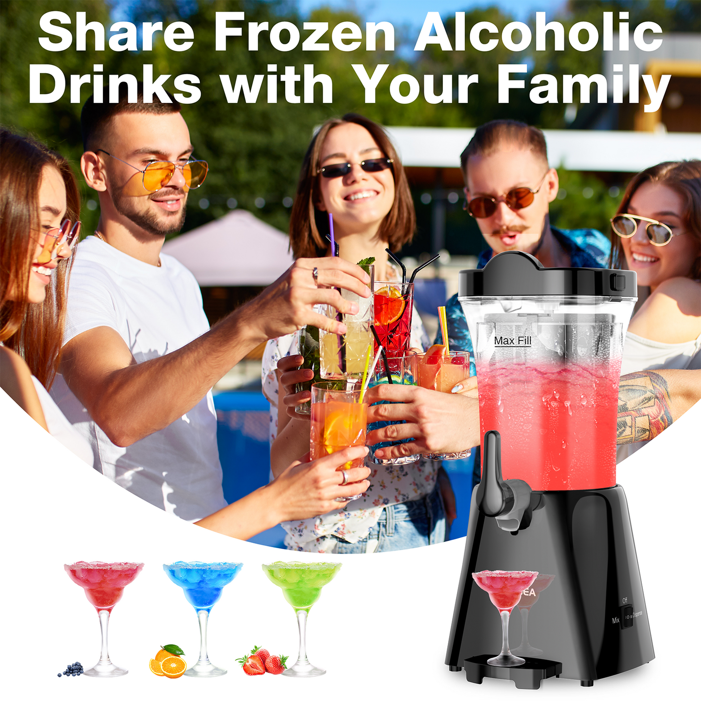 Slushie Machine, Slushy Maker for Home, Frozen Drink Maker for Smoothie, Ice Cold Slush for Kids, Black