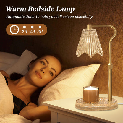 Candle Warmer Lamp with Crystal Base, Wax Warmers with 2 Bulbs Timer and Dimmer, Adjustable Height for All Jar Candles, Home Decor, Gifts for Housewarming