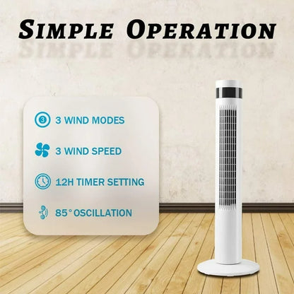 KISSAIR Tower Fan 35” Portable with Oscillation, Remote Control,3 Powerful Wind Speed and 3 Modes Setting, Built in 12 H Timer LED Display Compact Standing Fan for Bedroom Home Office, White