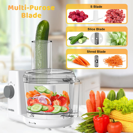 Food Processor and Vegetable Chopper for Dicing, Chopping, Mincing, BPA Free, Stainless Steel Blades, White, 4-Cup