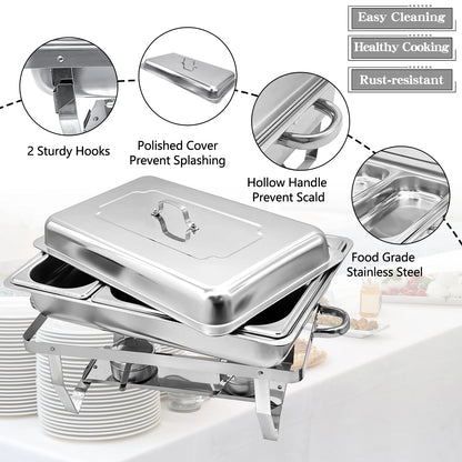 JSTUOKE 8 qt Stainless Steel Chafing Dishes with 1/3 Food Pan (Set of 4)