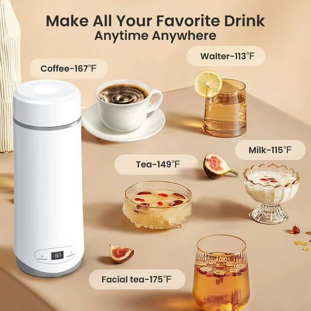 VAVSEA Travel Electric Kettle, Small Portable Tea Coffee Kettle, Hot Water Boiler with 8 Temperature Control,New, White