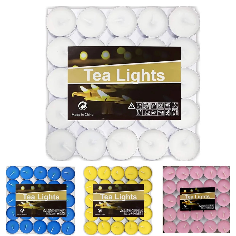 Aiteng 50Pcs Smokeless Small Candles Dripless & Long Lasting Mini Tea Light Candles for Dinners Parities Home Decoration Wedding, White