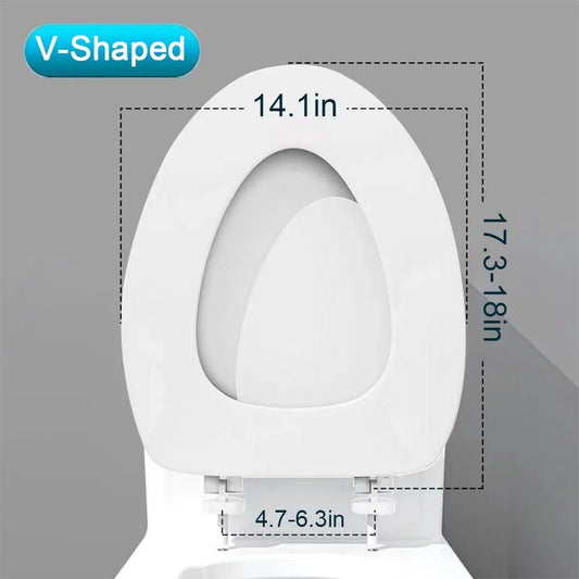 Aiteng Soft Vinyl V-Shaped Toilet Seat Cover with Comfort Foam Cushioning fits Most Fixtures, Toilet Lid with Secure Hinges Easy Clean and Installation, White